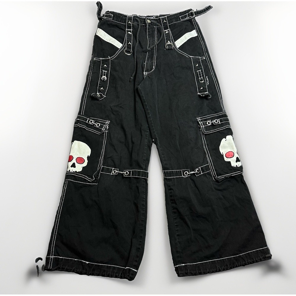 VTG Tripp NYC Super Skull Chain Pants Studs Bondage Gothic Punk Rave Sz Small